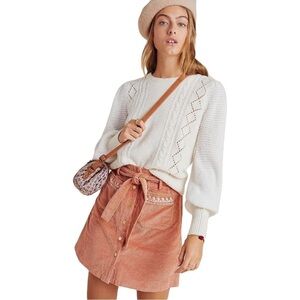 Anthropologie Elizabeth Pointelle Wool Alpaca Sweater in Ivory S